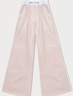 Svetlo béžové voľné dámske nohavice s tienidlami (764ART)