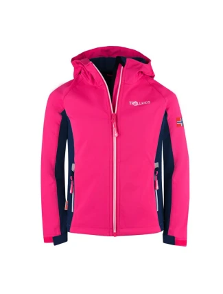TrollKids Dievčenská bunda Kristiansand navy/magenta softshell pink (321-114)