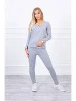 Súprava s gombíkovým výstrihom šedej farby