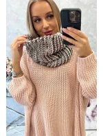 KN16 Dámska čiapka ecru+mocca