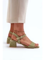Sandały Damskie Na Klocku Z Eko Zamszu Zielone Leisha Sandały Damskie Na Klocku Z Eko Zamszu Zielone Leisha