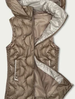 Tmavobéžová dámska vesta s ozdobným prešívaním S'West (B8338-12)