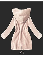 Vlnená bunda z alpaky s kapucňou light salmon (W214#)