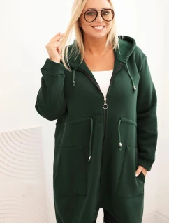 Dámska zateplená mikina s kapucňou a výstrihom do V v hnedej farbe