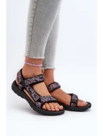 Lekkie Sportowe Sandały Damskie Czarno-Różowe Lumeria Lekkie Sportowe Sandały Damskie Czarno-Różowe Lumeria