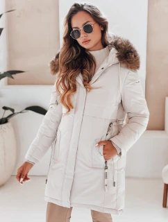 Dámska zimná bunda parka s kapucňou svetlo béžová FashionStreet TY5083