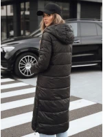 Dámska zimná dlhá prešívaná bunda s kapucňou čierna FashionStreet TY5482