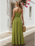 Dámske maxi šaty bez ramienok v limetkovej farbe FashionStreet EY2666