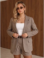Dámska bunda s kockovaným vzorom, béžová, FashionStreet PY0154 Dámska bunda s kockovaným vzorom, béžová, FashionStreet PY0154