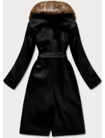 Čierny dámsky kabát s kožušinou (SASKIA) Čierny dámsky kabát s kožušinou (SASKIA)