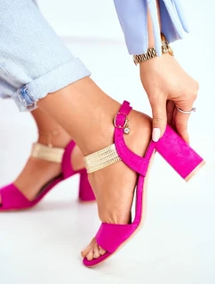 Dámske semišové sandále na podpätku Fuchsia Enjoy