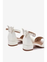 Połyskujące Sandałki Dziewczęce Na Niskim Obcasie Białe Ainare Połyskujące Sandałki Dziewczęce Na Niskim Obcasie Białe Ainare