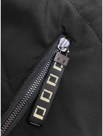 Krátka čierna dámska bunda so stojačikom (5M3161)