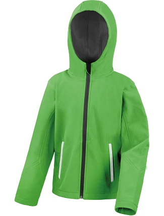Result R 224JY Detská 3-vrstvová softshellová bunda s kapucňou 30.224J vivid green/black