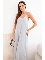 Dlhé šaty bez ramienok šedé