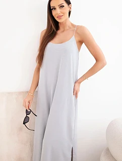 Dlhé šaty bez ramienok šedé