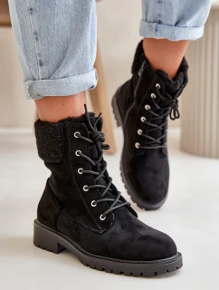 Damskie Ocieplane Botki Workery Na Zamek Czarne Mivael