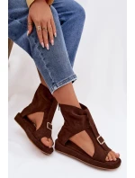Dámské sandály s páskem čokoládové Coralya