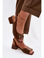 Elegantné sandále na podpätku z prírodného semišu D&A CE61-3127 Brown Elegantné sandále na podpätku z prírodného semišu D&A CE61-3127 Brown