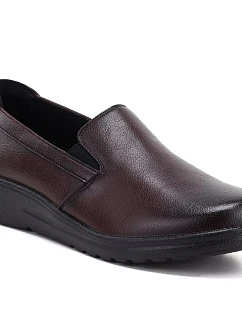 Dámske kožené poltopánky na klinovom podpätku, bez šnurovania, vínové, Potocki JE19505