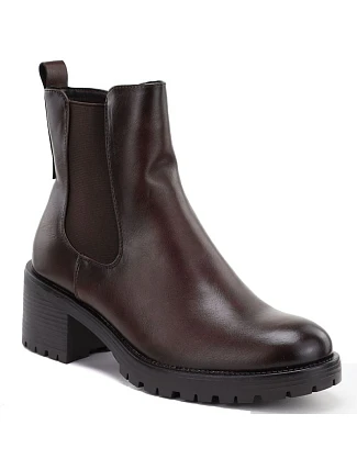 Dámske členkové topánky na podpätku, zateplené, hnedé, Potocki SZ12742 Dámske členkové topánky na podpätku, zateplené, hnedé, Potocki SZ12742