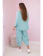 Bavlnená mikina nohavice set mätová