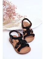 Dziecięce Plecione Wsuwane Sandały Czarne Tracy