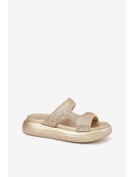 Zdobione Klapki Damskie Na Platformie Złote Jestella