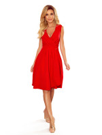 Elegantné šaty s výstrihom a volánom Numoco ELENA - červené