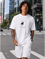 Pánske bavlnené tričko oversize s potlačou FashionStreet NX1046R Pánske bavlnené tričko oversize s potlačou FashionStreet NX1046R