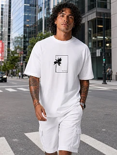 Pánske bavlnené tričko oversize s potlačou FashionStreet NX1046R