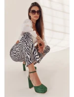 Damskie Sandały Brokatowe Na Słupku Zielone Rosel