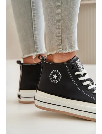 Zateplené dámske tenisky na platforme z ekokože Big Star Black