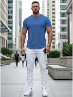Pánske základné modré bavlnené tričko FashionStreet RX5688