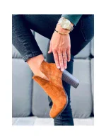 Dámske členkové topánky so stĺpovým podpätkom UK11P Brown Camel - Seastar