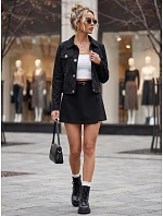 Dámska semišová bunda na patentky, čierna, FashionStreet TY5880 Dámska semišová bunda na patentky, čierna, FashionStreet TY5880