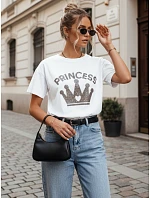 Dámske bavlnené tričko PRINCY white FashionStreet RY2390 Dámske bavlnené tričko PRINCY white FashionStreet RY2390