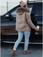 Dámska zimná bunda FIXMIX prešívaná s kapucňou tmavo béžová FashionStreet TY4674