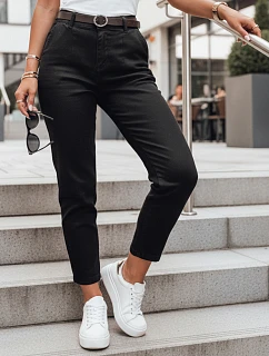 Dámske nohavice slim fit s opaskom TAIRONIK, čierne, FashionStreet UY2721