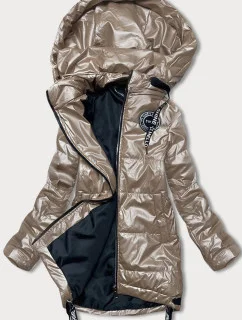 Béžová dámska bunda s odopínacou kapucňou (B8086-101)