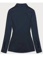 Tmavomodrá blúzka s kontrastnými vsadkami (AWD0205)