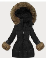 Dámska prešívaná prechodná bunda s kožušinou J Style Black (5M3357-392)