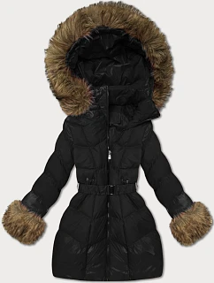 Dámska prešívaná prechodná bunda s kožušinou J Style Black (5M3357-392)