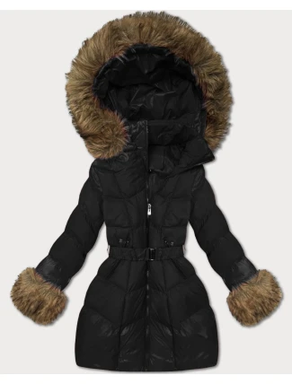Dámska prešívaná prechodná bunda s kožušinou J Style Black (5M3357-392)