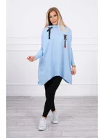 Oversize mikina s asymetrickými bokmi modrá