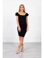 Pruhované volánikové šaty čierne Pruhované volánikové šaty čierne