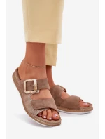Dámske papuče s prackou a suchým zipsom Brown INBLU MK000013