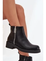 Ocieplane Niskie Botki Damskie Z Cyrkoniami Czarne Vionna