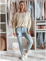 Dámske džínsové úzke nohavice so zdobením LUMITTA modré FashionStreet UY2429