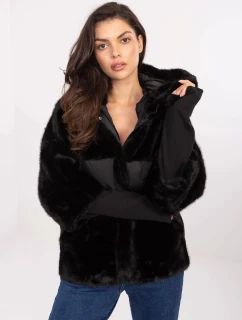 Voľná bunda zo zmiešaných materiálov, čierna (WJ218)